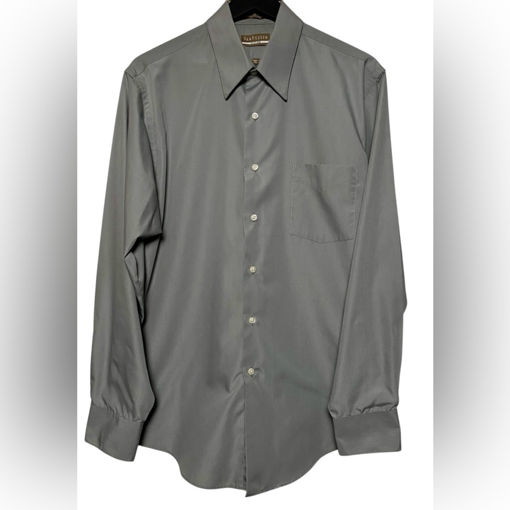 Van Heusen Fitted Men’s Dress Shirt, Large 16.5, Gray